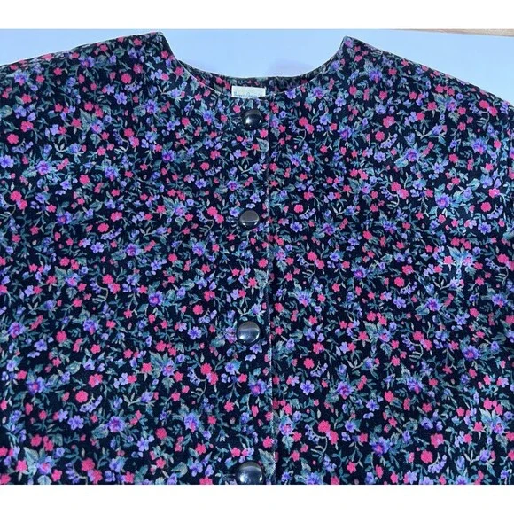 Vintage Kannum Designs Ditsy Floral Blazer Cottagecore Grannycore Women's 12 USA - Picture 3 of 9
